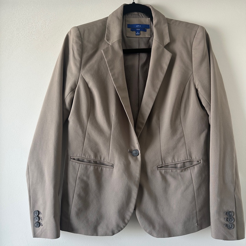 Apt. 9 Tan Blazer Tailored Silhouette Notched Lapels